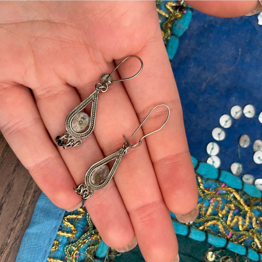 $ firm Silver Turkish Earrings - Picture 2 of 2